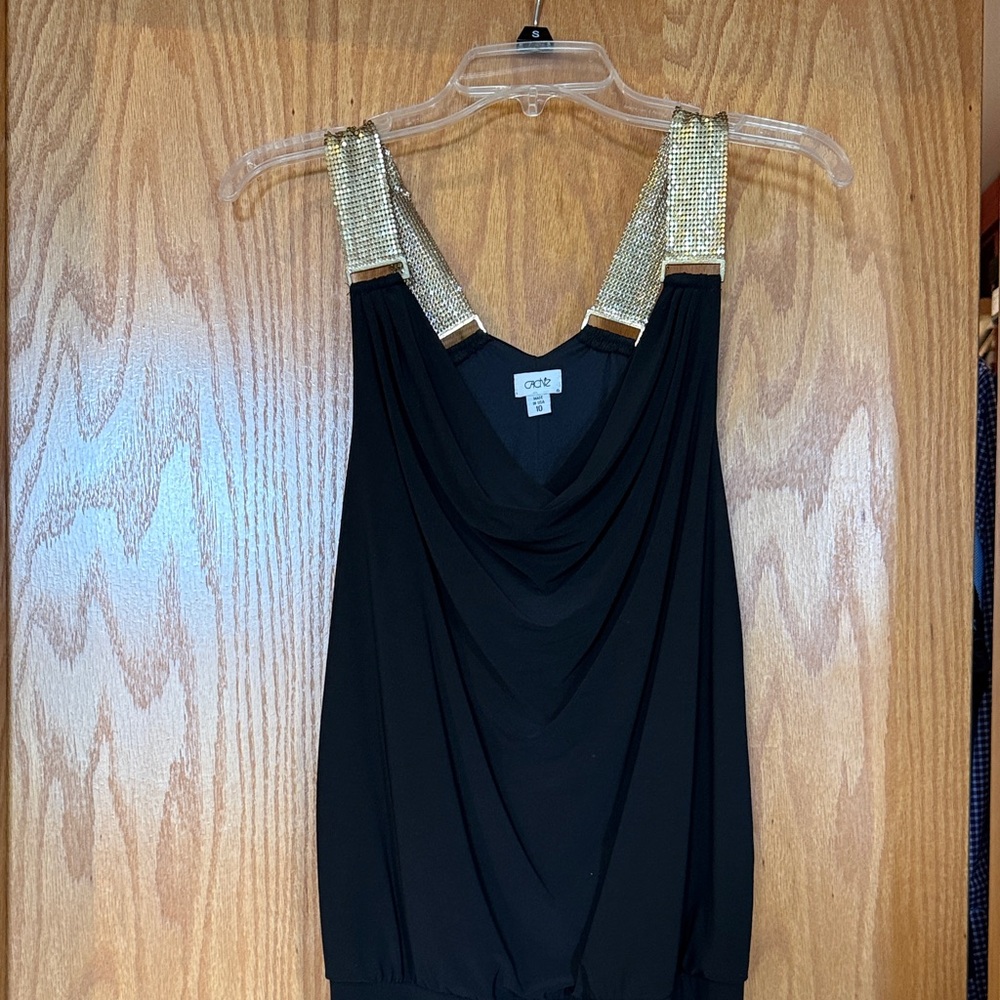 Black dress with Gold Embellished Straps